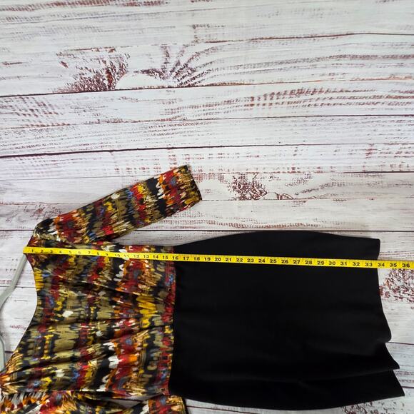 Aryn K Bodycon Mini Dress with Silk Top S Pleated High Neck Fitted Skirt Party - Picture 13 of 15